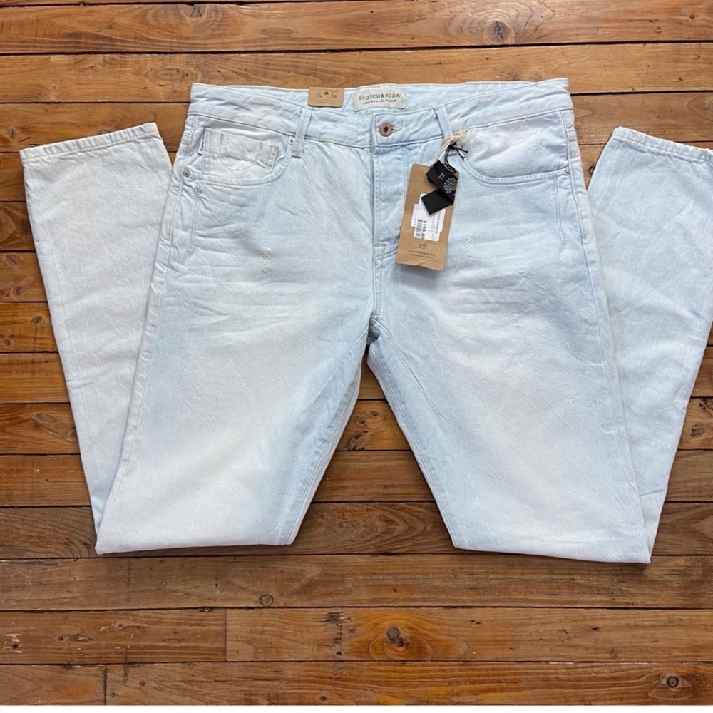 NWT mens jeans Scotch & Soda Amsterdam blauw 36/34 light blue regular slim fit.